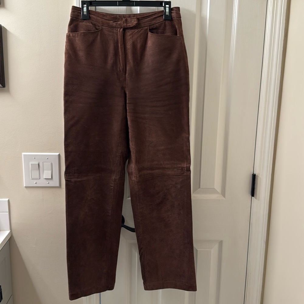 100% suede leather pants. Size 6, ladies.  Brown.  By Sonoma